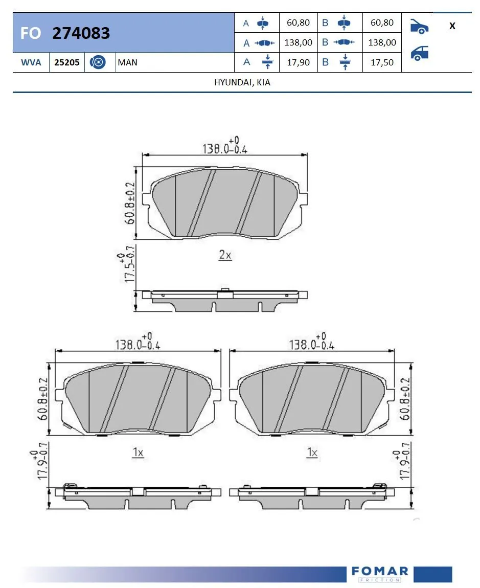 FOMAR Friction fékbetétkészlet, tárcsafék - FO 274083 - TothCarparts