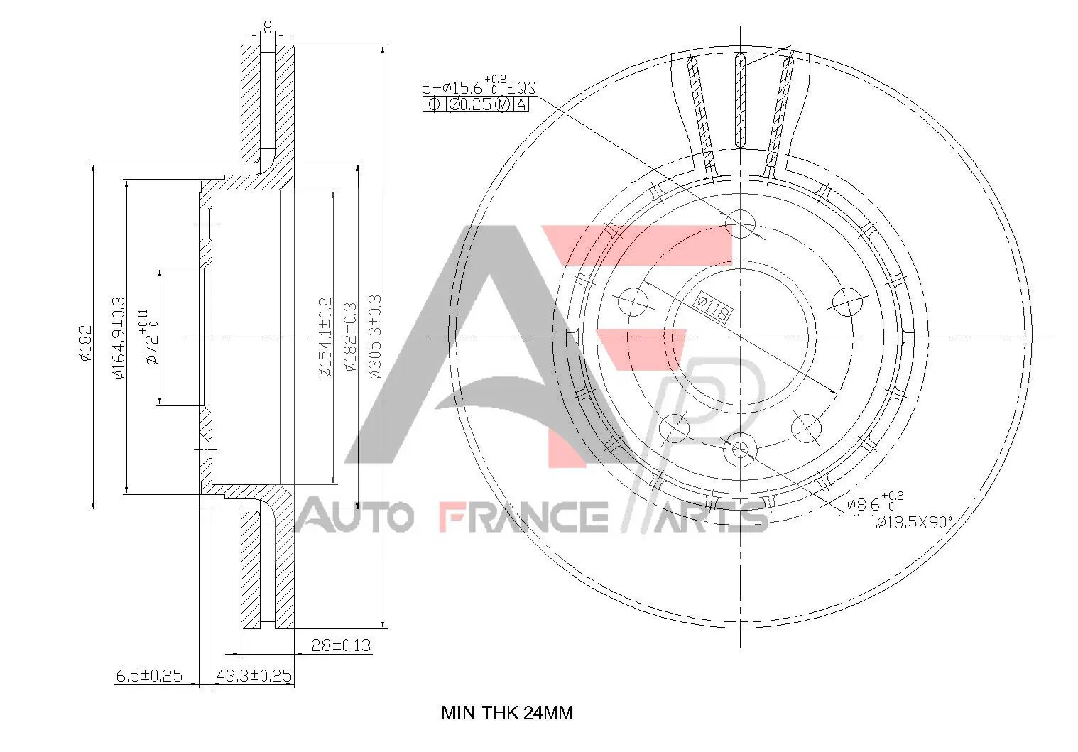 AUTO FRANCE PARTS féktárcsa - 22-0031C - TothCarparts