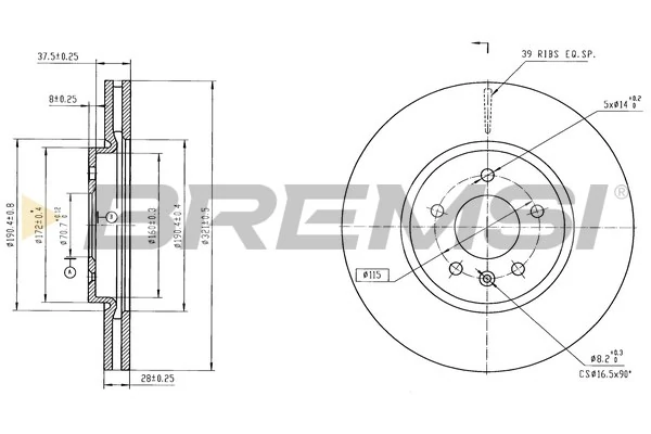 BREMSI féktárcsa - CD9052V - TothCarparts