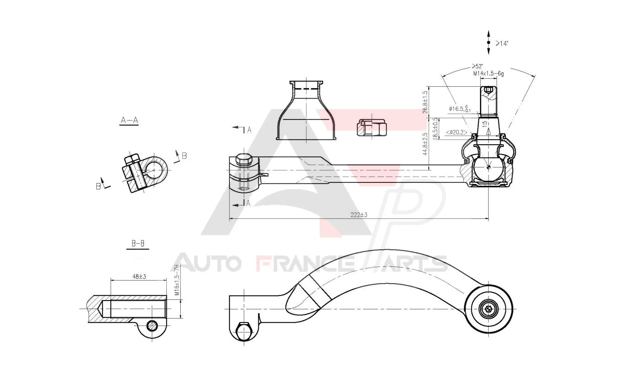 AUTO FRANCE PARTS vezetőkar fej - 11-6026C - TothCarparts