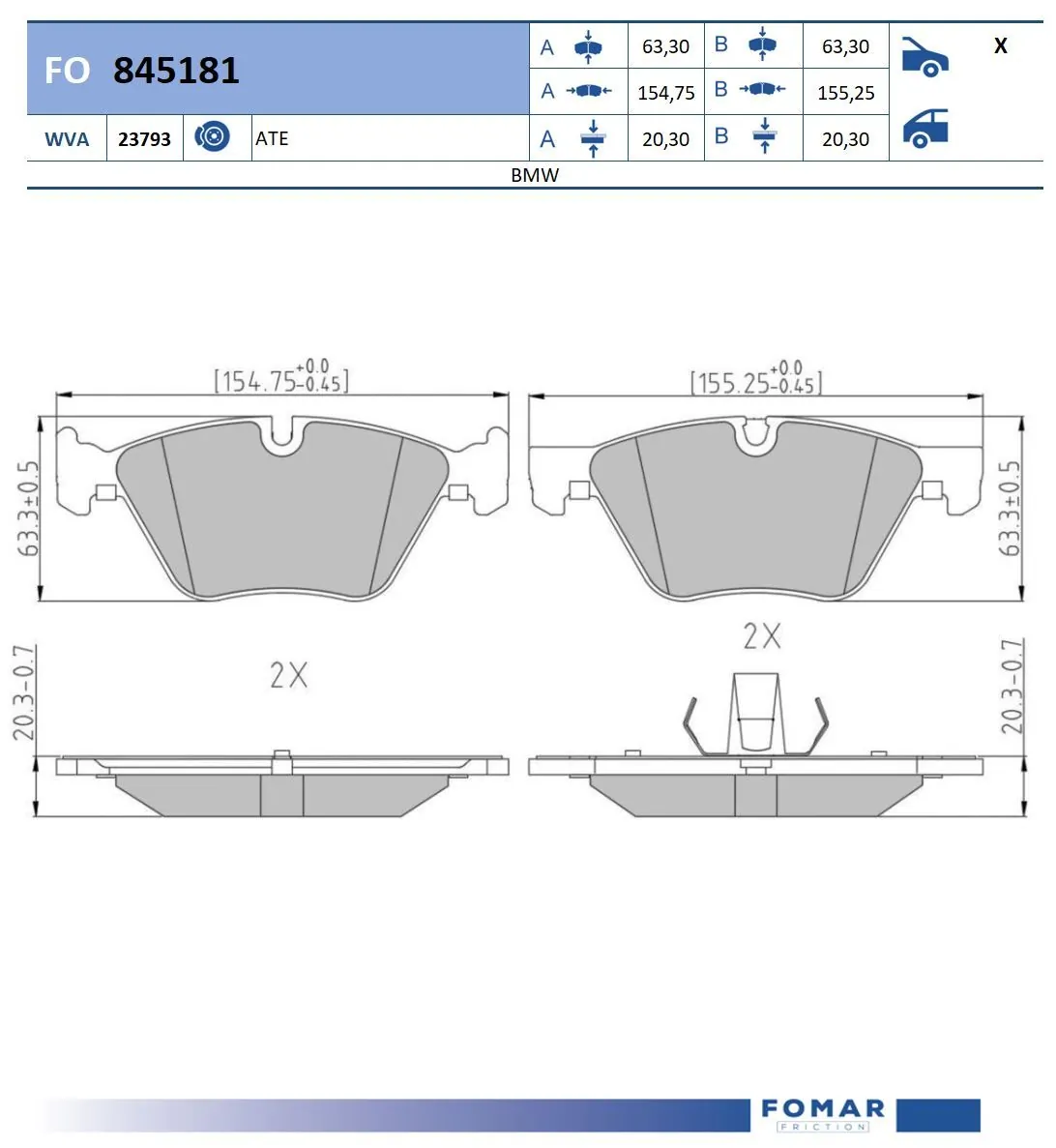 FOMAR Friction fékbetétkészlet, tárcsafék - FO 845181 - TothCarparts