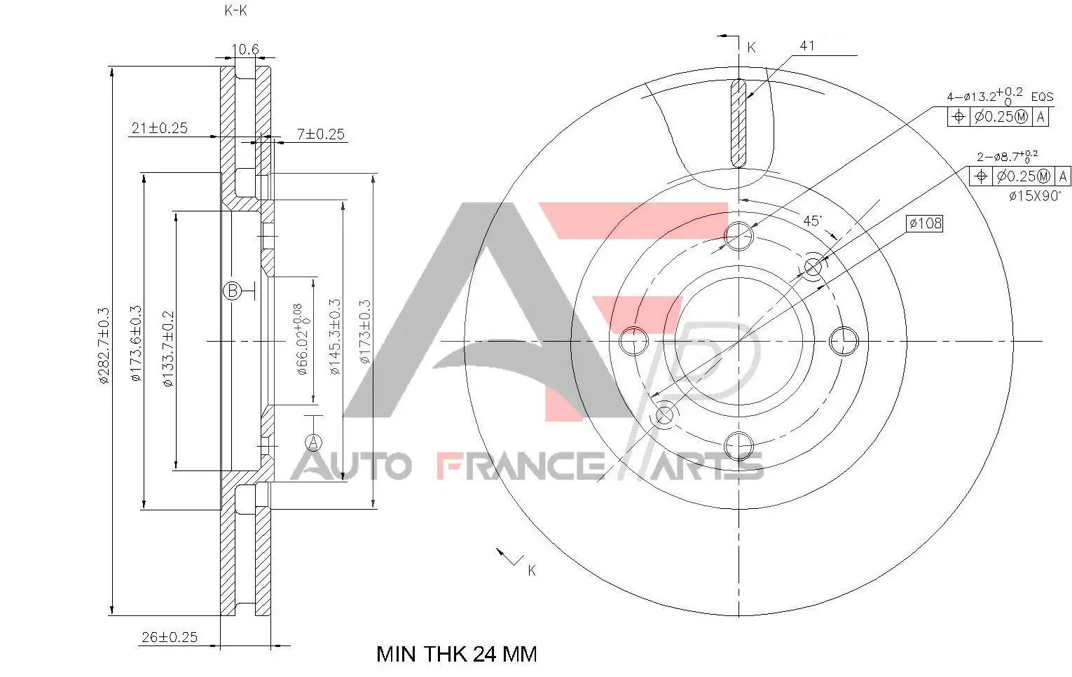 AUTO FRANCE PARTS féktárcsa - 22-0009C - TothCarparts