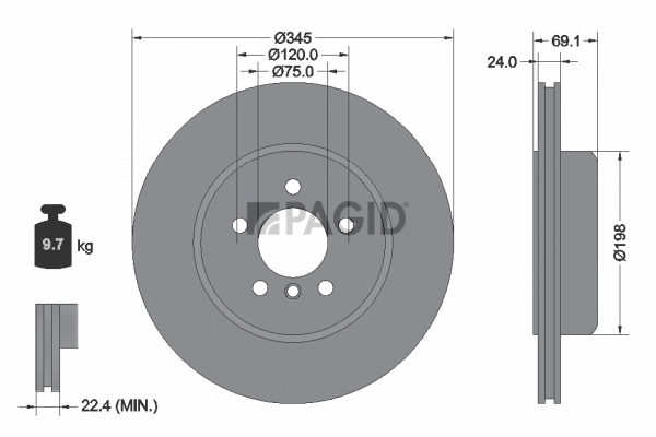 PAGID féktárcsa - 65150HC - TothCarparts