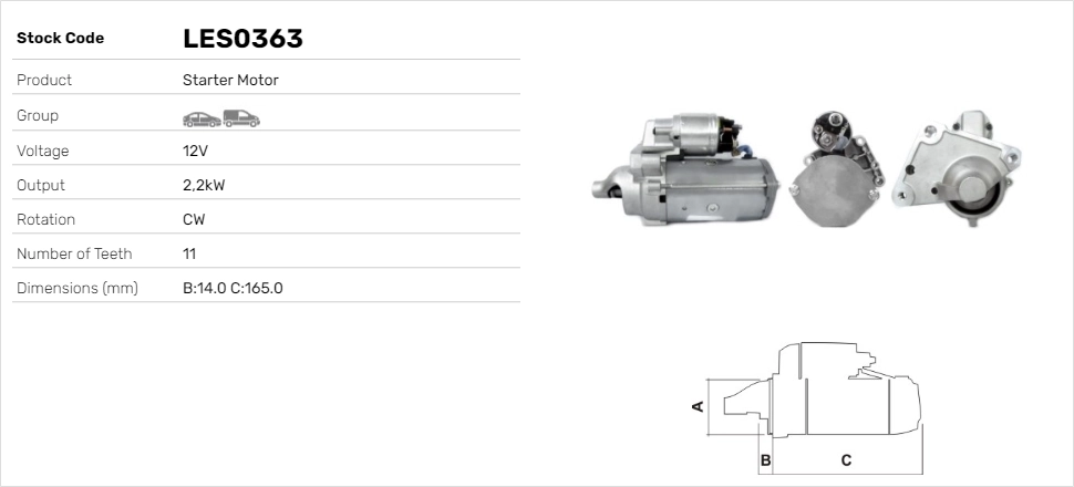LE Part önindító - LES0363 - TothCarparts