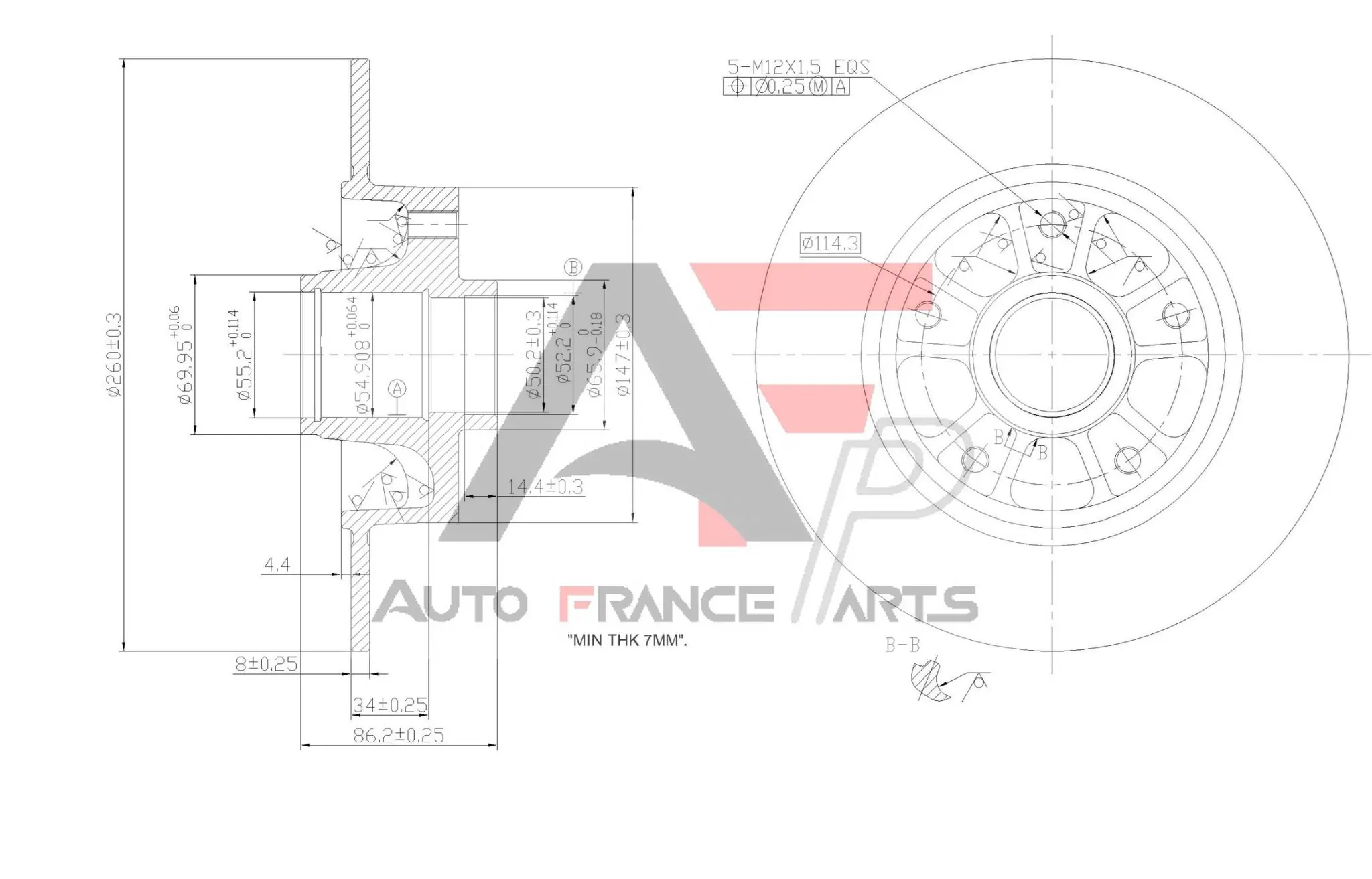 AUTO FRANCE PARTS féktárcsa - 22-0032C - TothCarparts