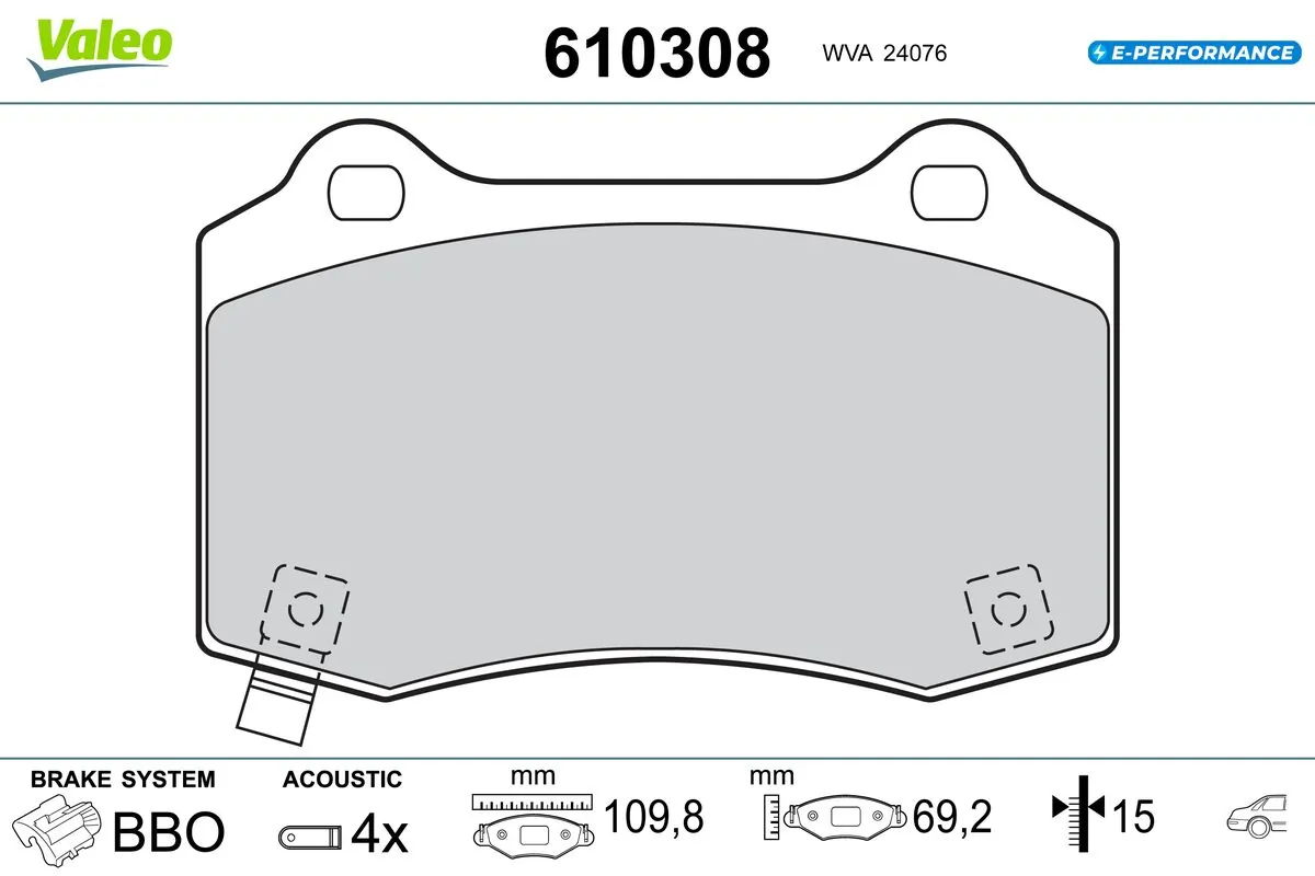 VALEO fékbetétkészlet, tárcsafék - 610308 - TothCarparts