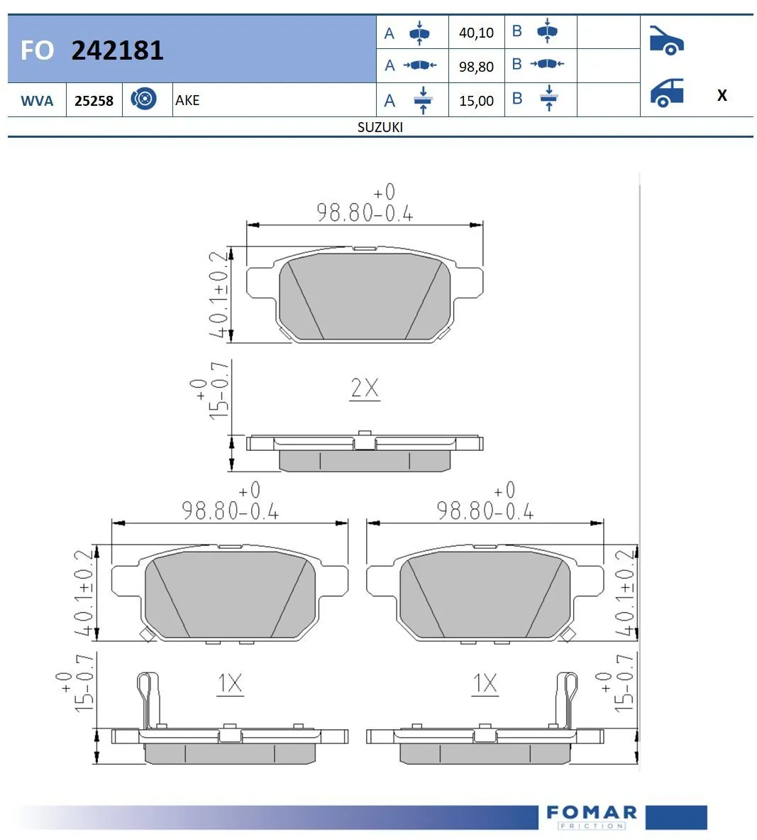 FOMAR Friction fékbetétkészlet, tárcsafék - FO 242181 - TothCarparts