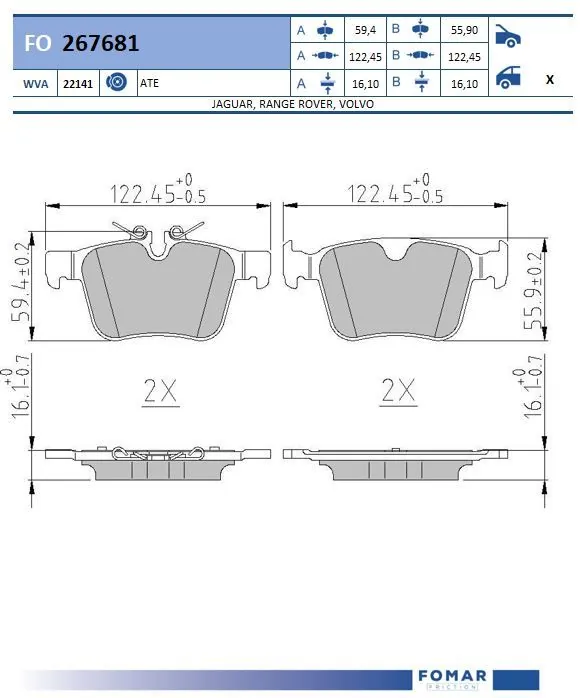 FOMAR Friction fékbetétkészlet, tárcsafék - FO 267681 - TothCarparts