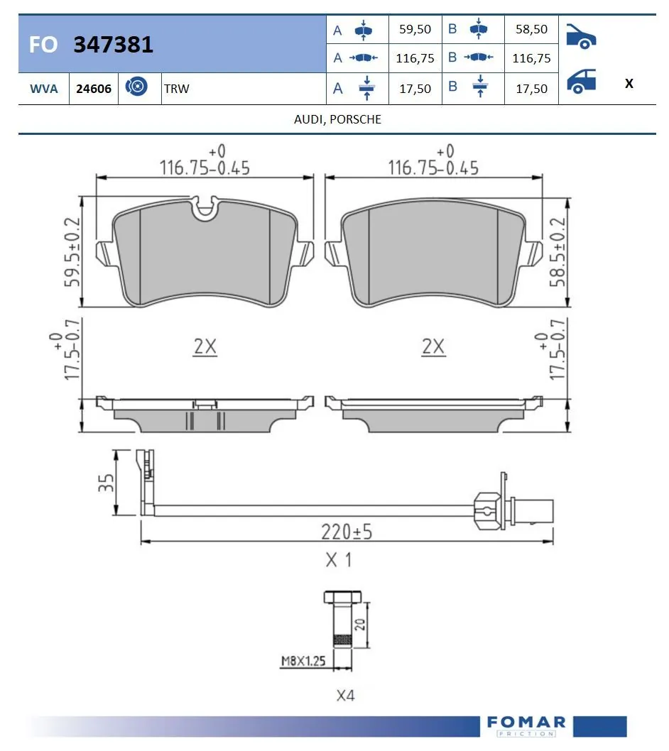 FOMAR Friction fékbetétkészlet, tárcsafék - FO 347381 - TothCarparts