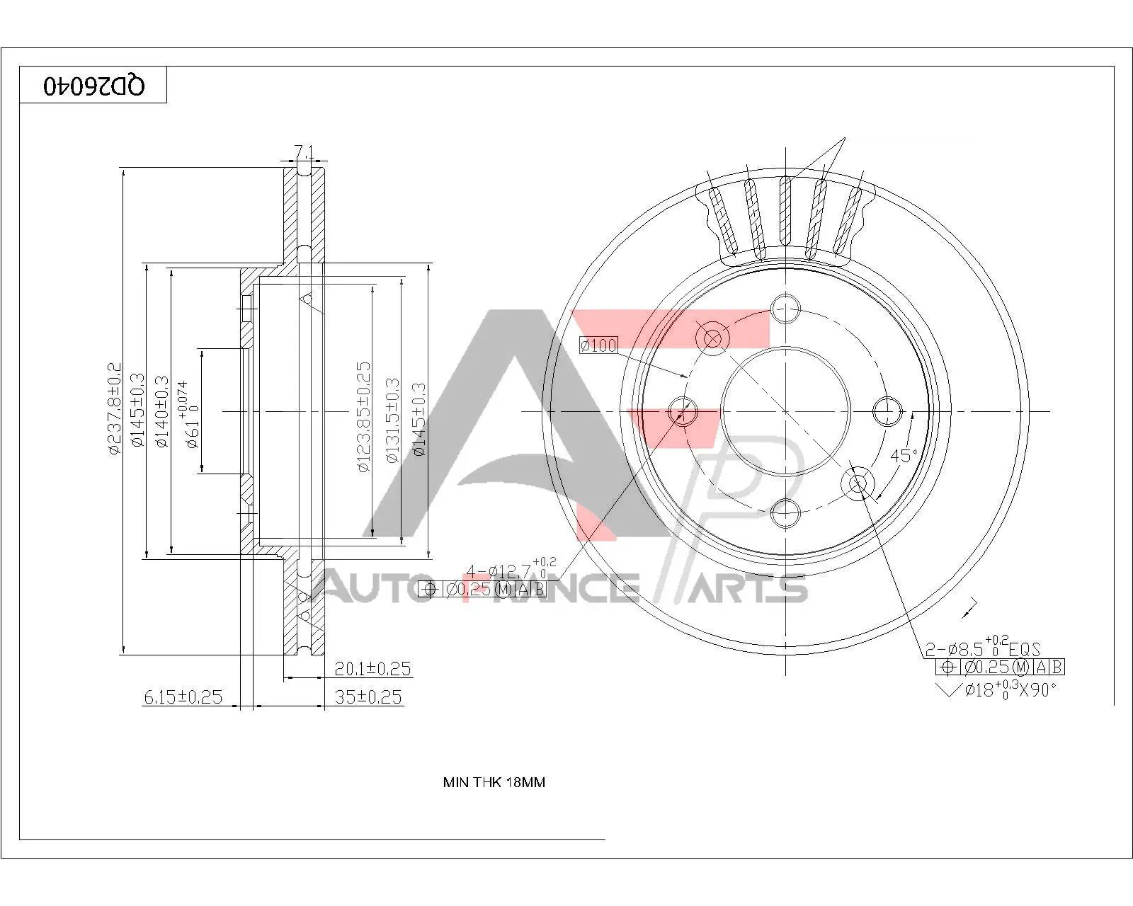 AUTO FRANCE PARTS féktárcsa - 22-0003C - TothCarparts