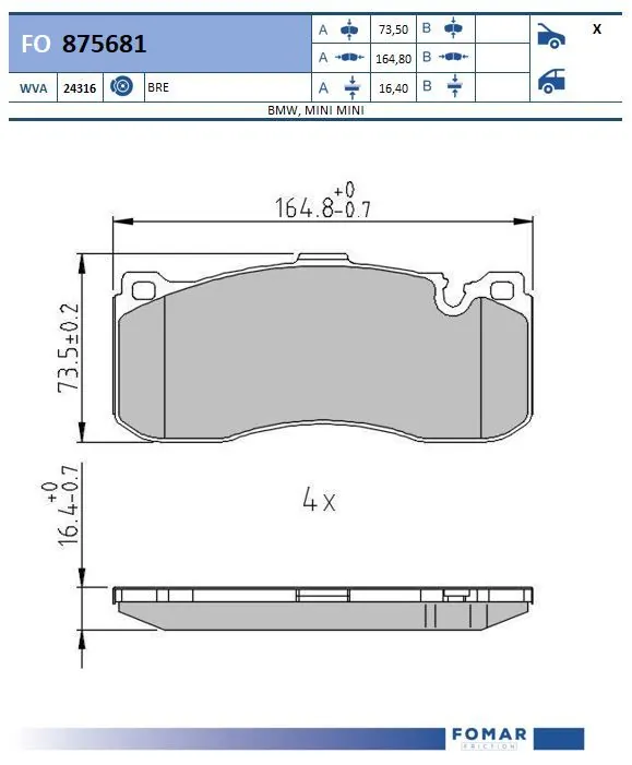 FOMAR Friction fékbetétkészlet, tárcsafék - FO 875681 - TothCarparts