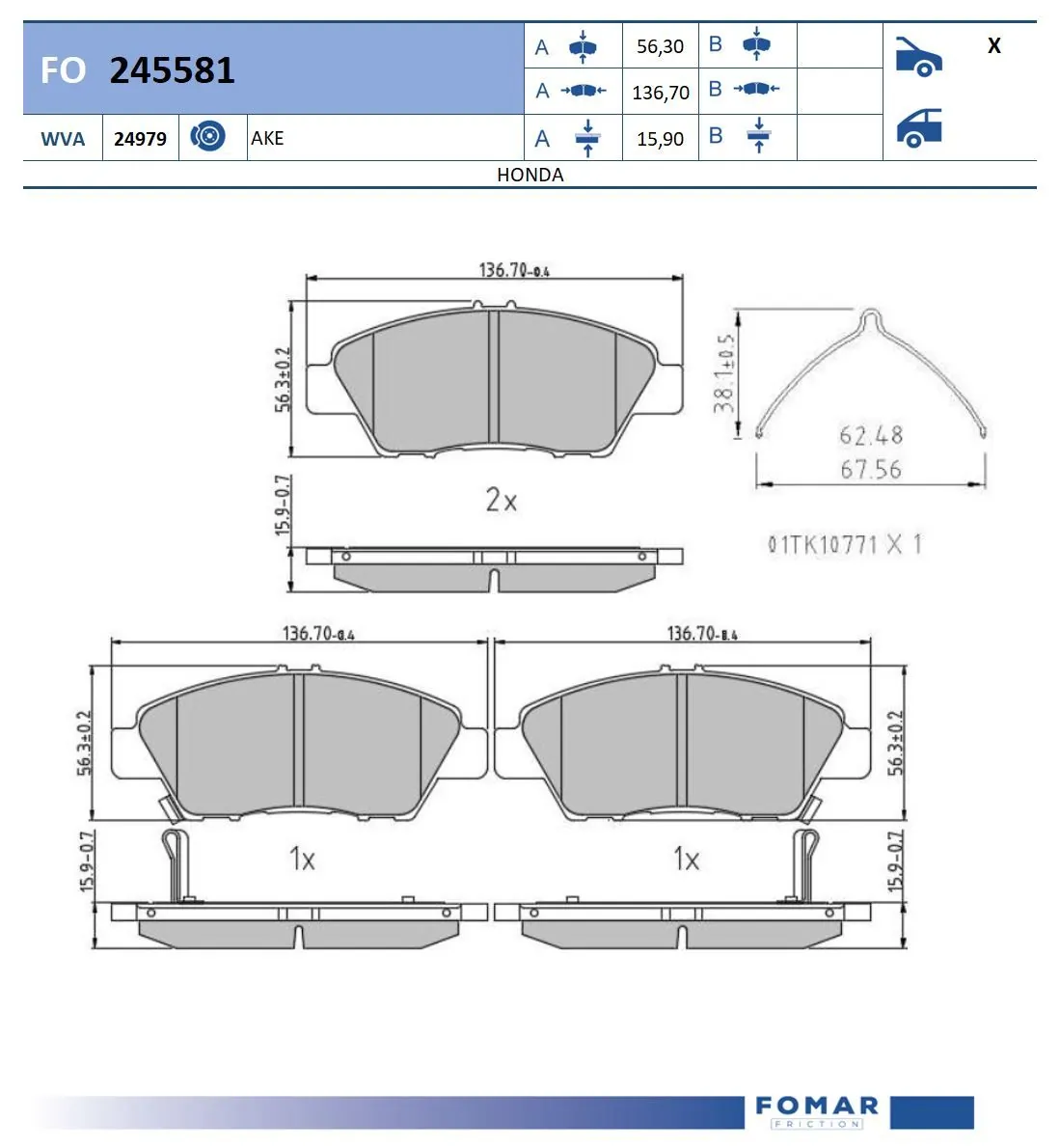FOMAR Friction fékbetétkészlet, tárcsafék - FO 245581 - TothCarparts