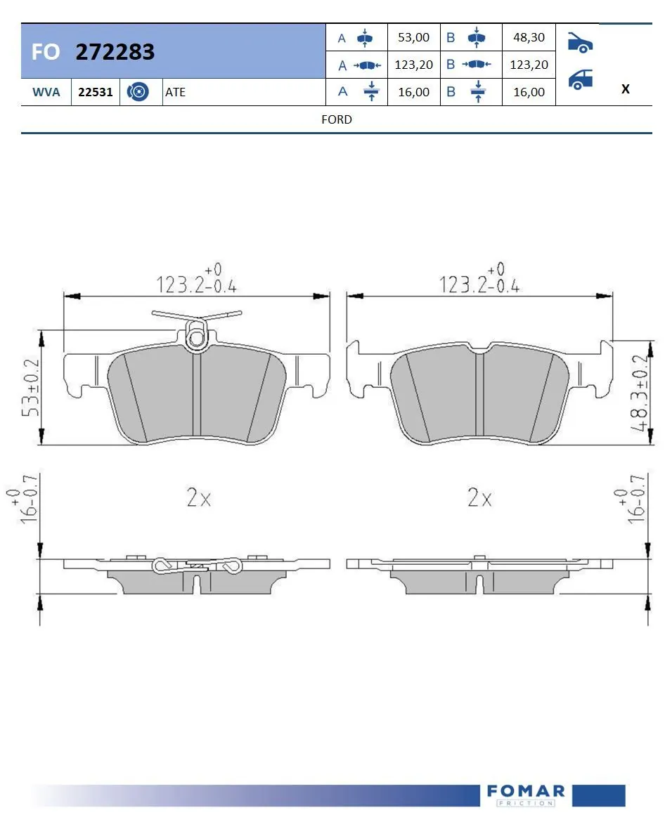 FOMAR Friction fékbetétkészlet, tárcsafék - FO 272283 - TothCarparts