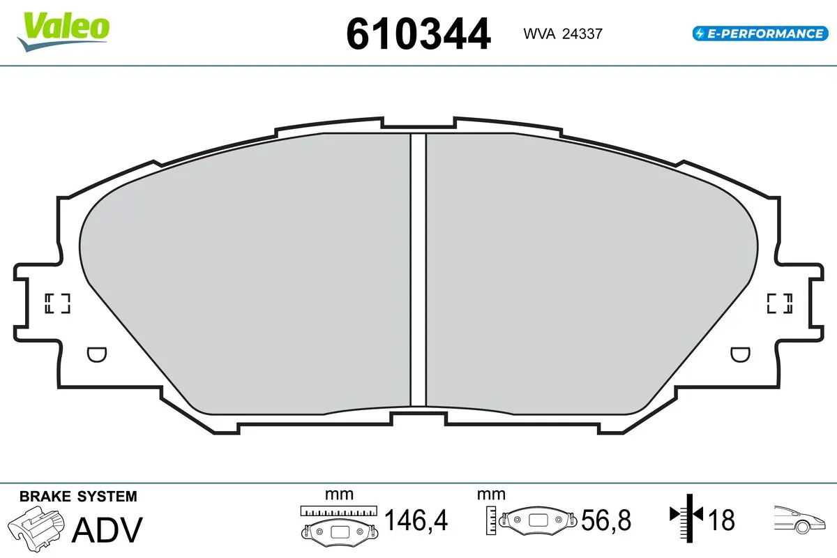 VALEO fékbetétkészlet, tárcsafék - 610344 - TothCarparts