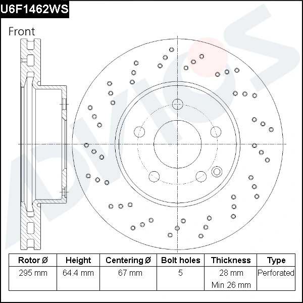 ADVICS féktárcsa - U6F1462WS - TothCarparts