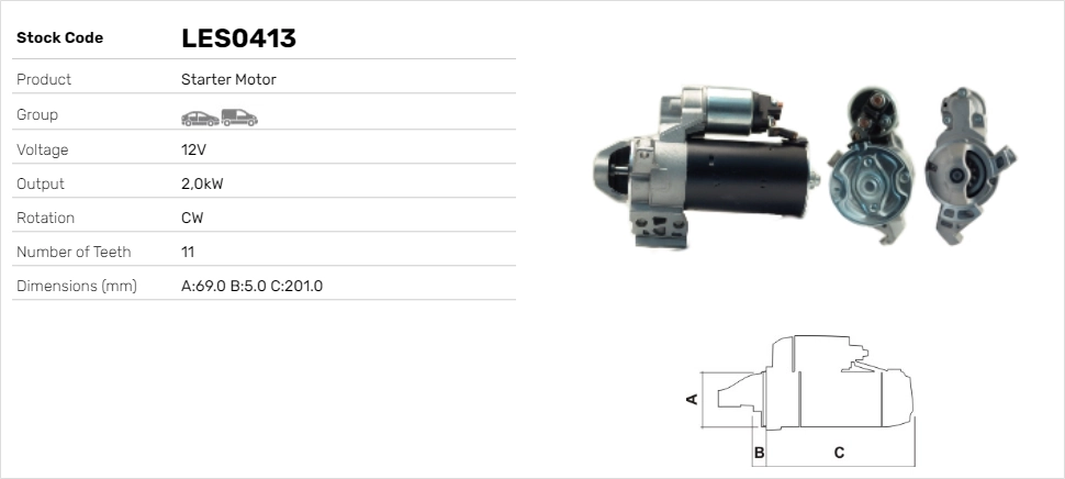 LE Part önindító - LES0413 - TothCarparts