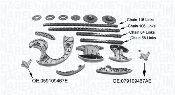 MAGNETI MARELLI vezérműlánc készlet - 341500001580 - TothCarparts