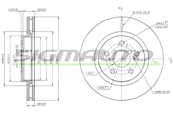 SIGMAUTO féktárcsa - DBD062V - TothCarparts