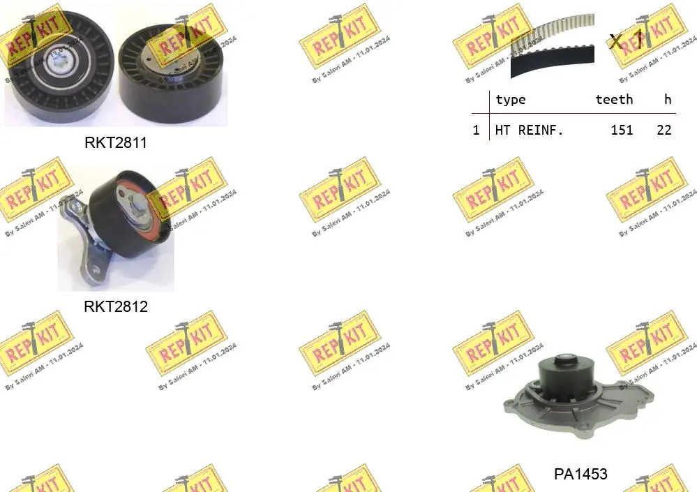 REPKIT Vízpumpa + fogasszíj készlet - RKTK1128PA - TothCarparts