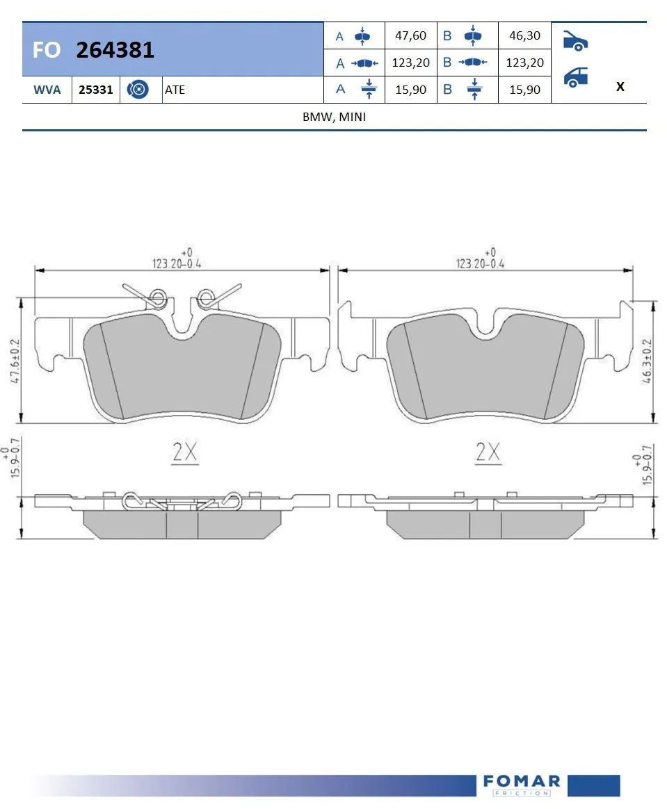 FOMAR Friction fékbetétkészlet, tárcsafék - FO 264381 - TothCarparts