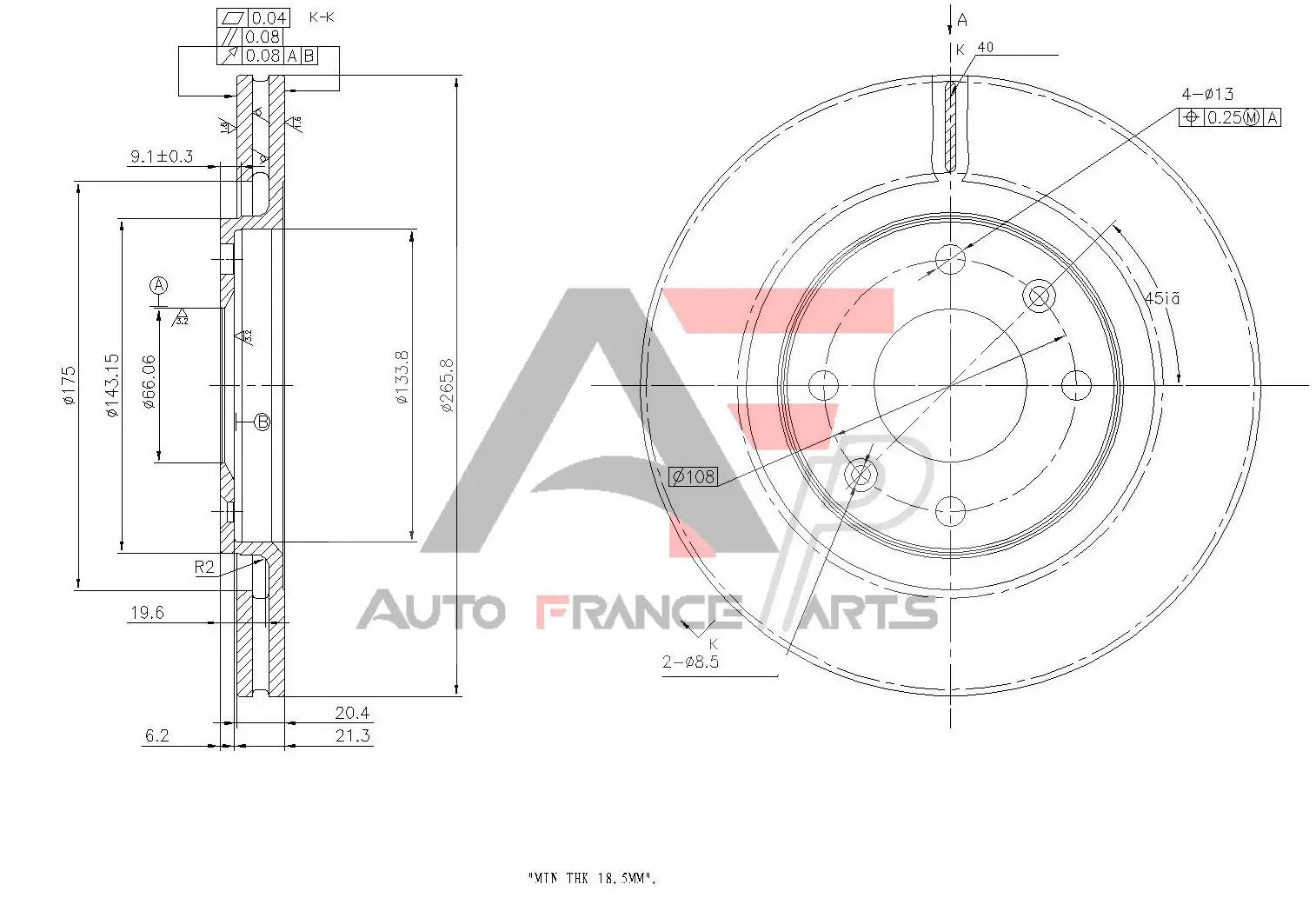 AUTO FRANCE PARTS féktárcsa - 22-0007C - TothCarparts