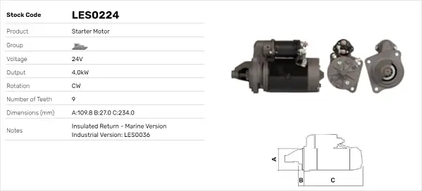 LE Part önindító - LES0224-M - TothCarparts