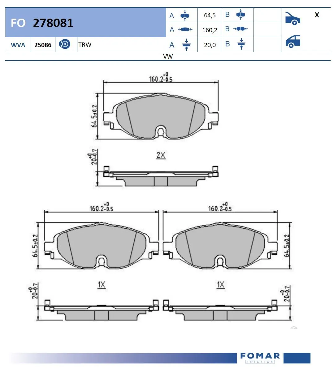 FOMAR Friction fékbetétkészlet, tárcsafék - FO 278081 - TothCarparts