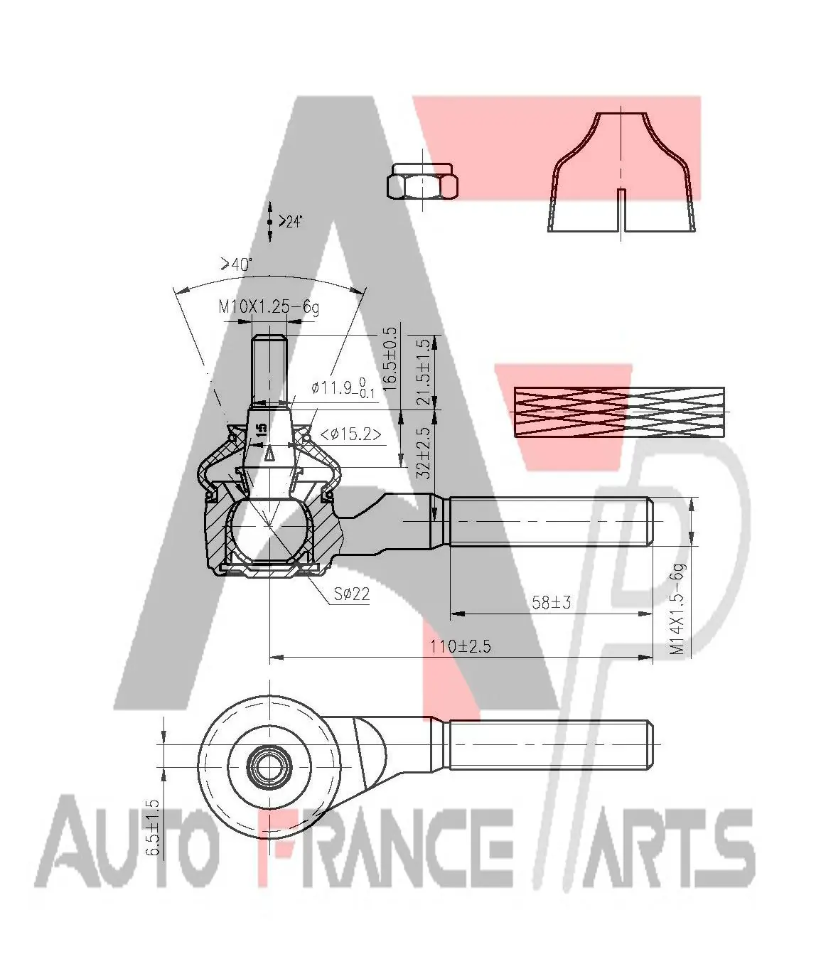 AUTO FRANCE PARTS vezetőkar fej - 11-6010C - TothCarparts