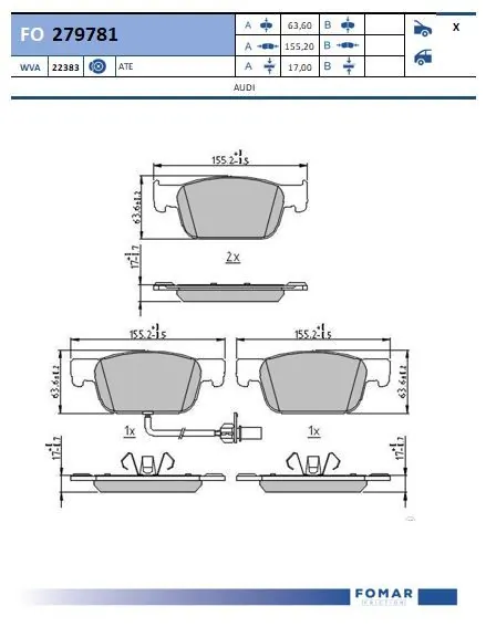 FOMAR Friction fékbetétkészlet, tárcsafék - FO 279781 - TothCarparts