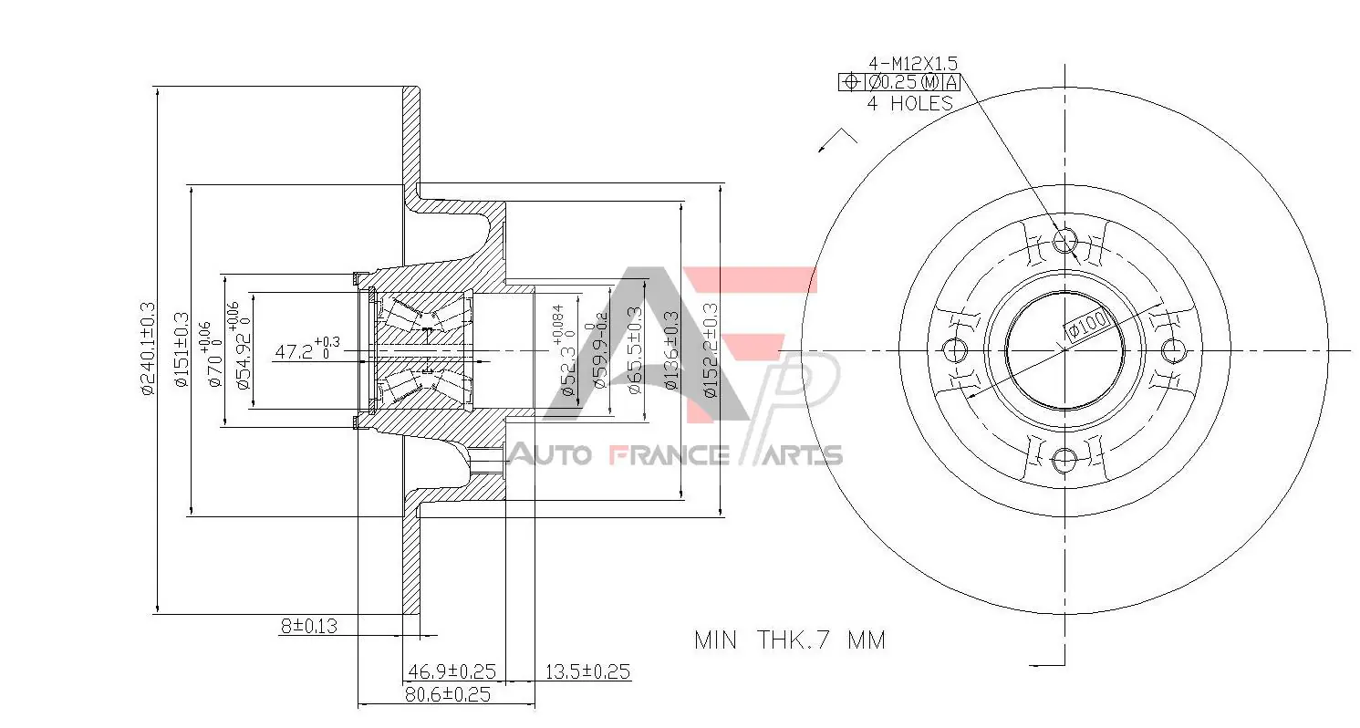 AUTO FRANCE PARTS féktárcsa - 22-0026C - TothCarparts