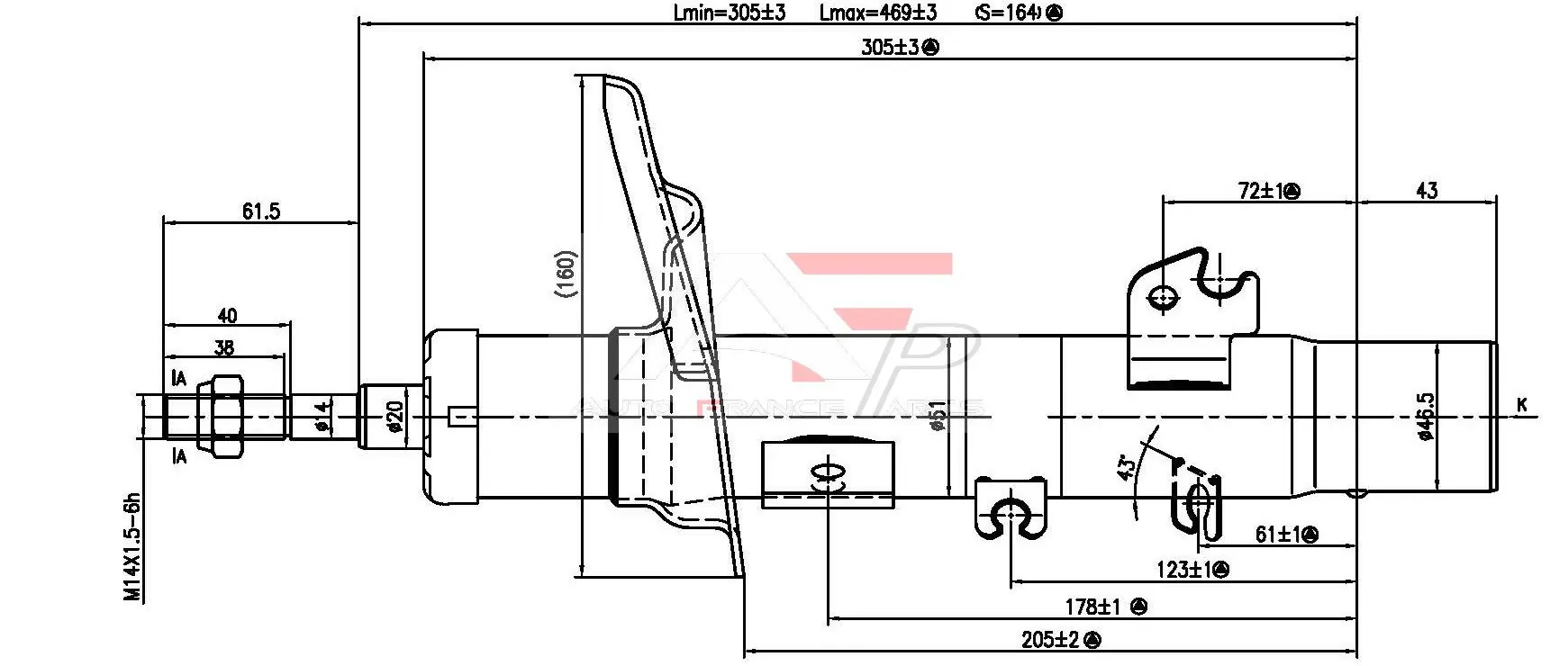 AUTO FRANCE PARTS lengéscsillapító - 15-2087C - TothCarparts