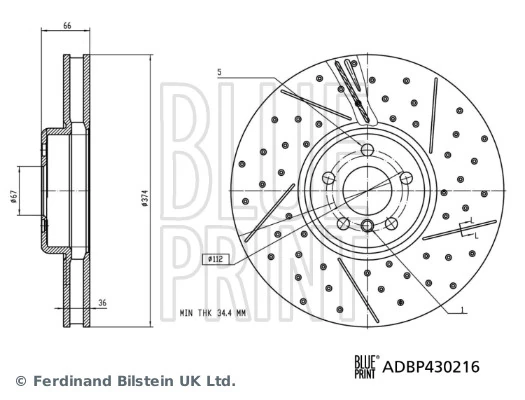 BLUE PRINT féktárcsa - ADBP430216 - TothCarparts