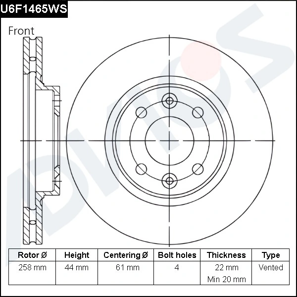 ADVICS féktárcsa - U6F1465WS - TothCarparts