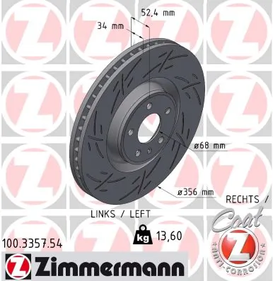 ZIMMERMANN féktárcsa - 100.3357.54 - TothCarparts