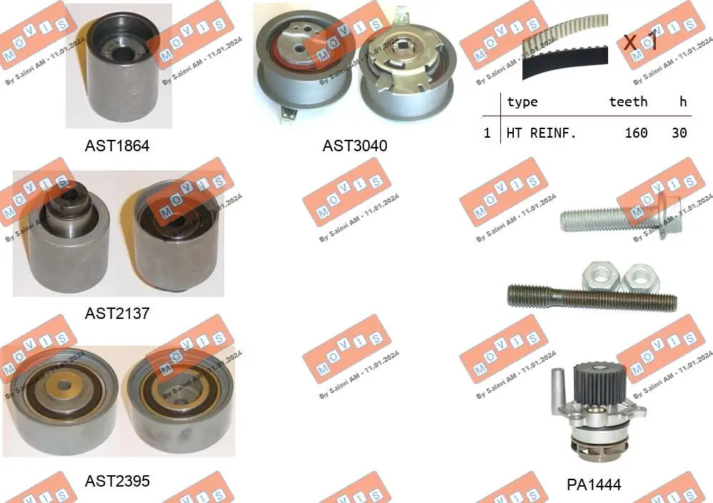 MOVIS Vízpumpa + fogasszíj készlet - ASTK1096PA2 - TothCarparts