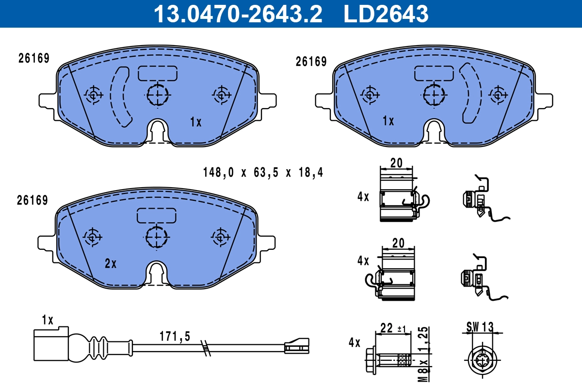ATE fékbetétkészlet, tárcsafék - 13.0470-2643.2 - TothCarparts