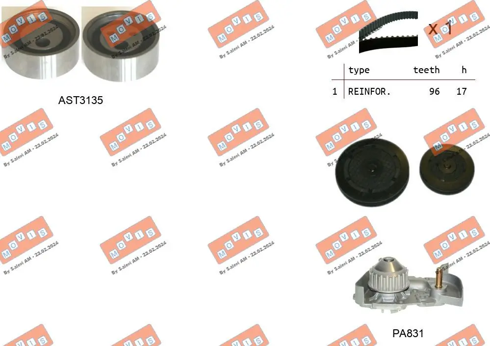 MOVIS Vízpumpa + fogasszíj készlet - ASTK1115PA2 - TothCarparts