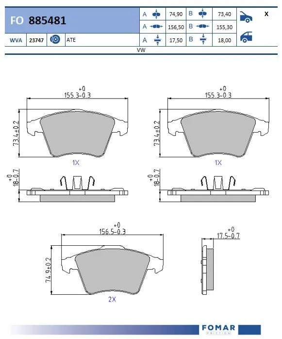 FOMAR Friction fékbetétkészlet, tárcsafék - FO 885481 - TothCarparts