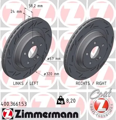 ZIMMERMANN féktárcsa - 400.3661.53 - TothCarparts