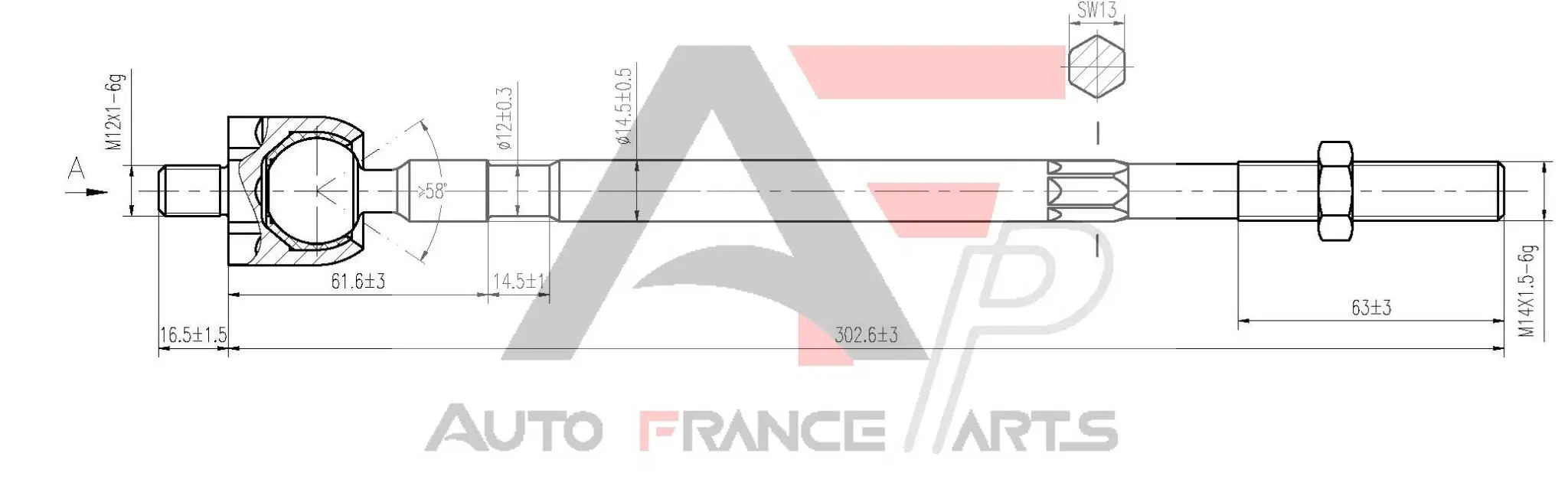 AUTO FRANCE PARTS axiális csukló, vezetőkar - 11-3026C - TothCarparts