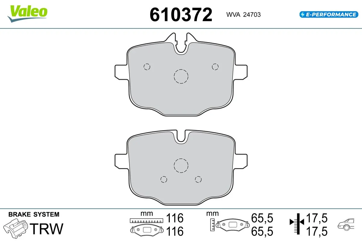 VALEO fékbetétkészlet, tárcsafék - 610372 - TothCarparts