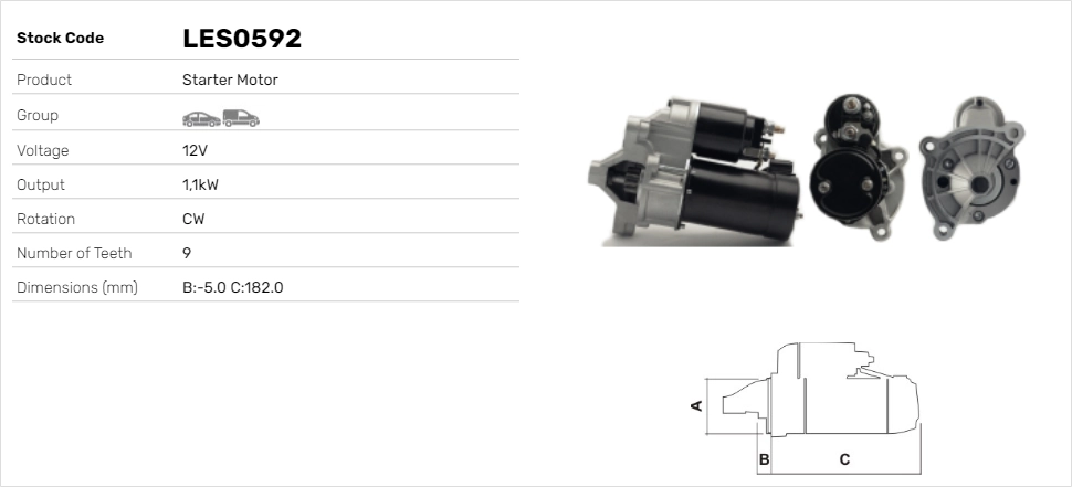 LE Part önindító - LES0592 - TothCarparts