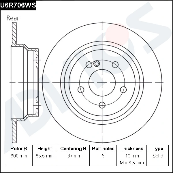 ADVICS féktárcsa - U6R706WS - TothCarparts