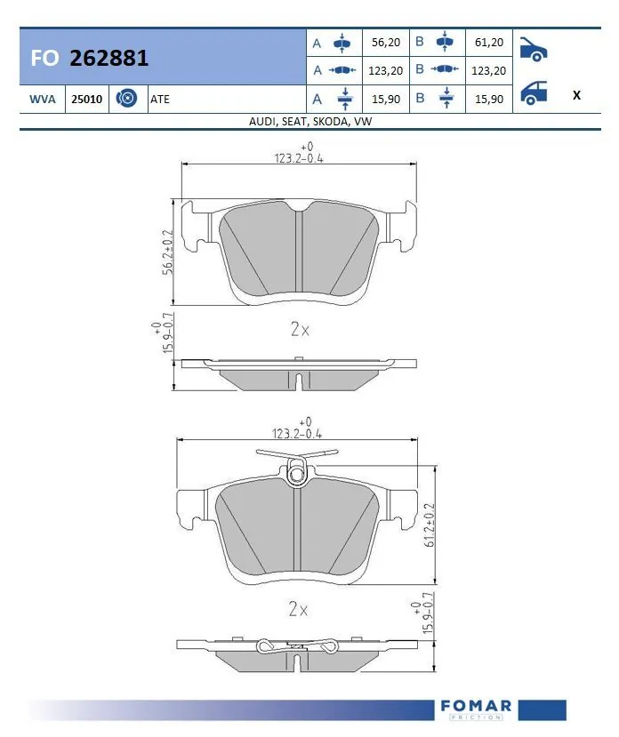 FOMAR Friction fékbetétkészlet, tárcsafék - FO 262881 - TothCarparts