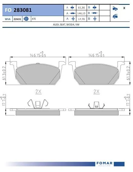 FOMAR Friction fékbetétkészlet, tárcsafék - FO 283081 - TothCarparts