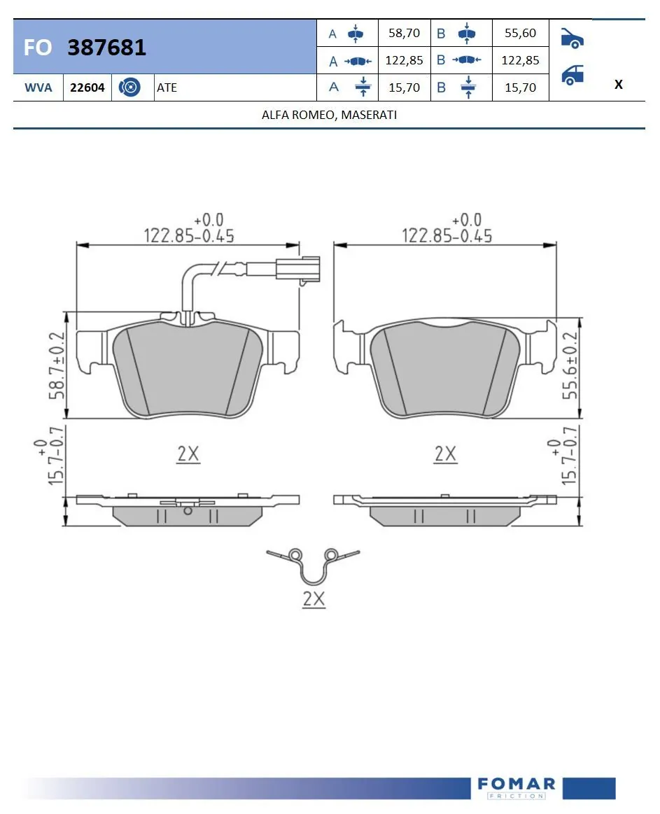 FOMAR Friction fékbetétkészlet, tárcsafék - FO 387681 - TothCarparts