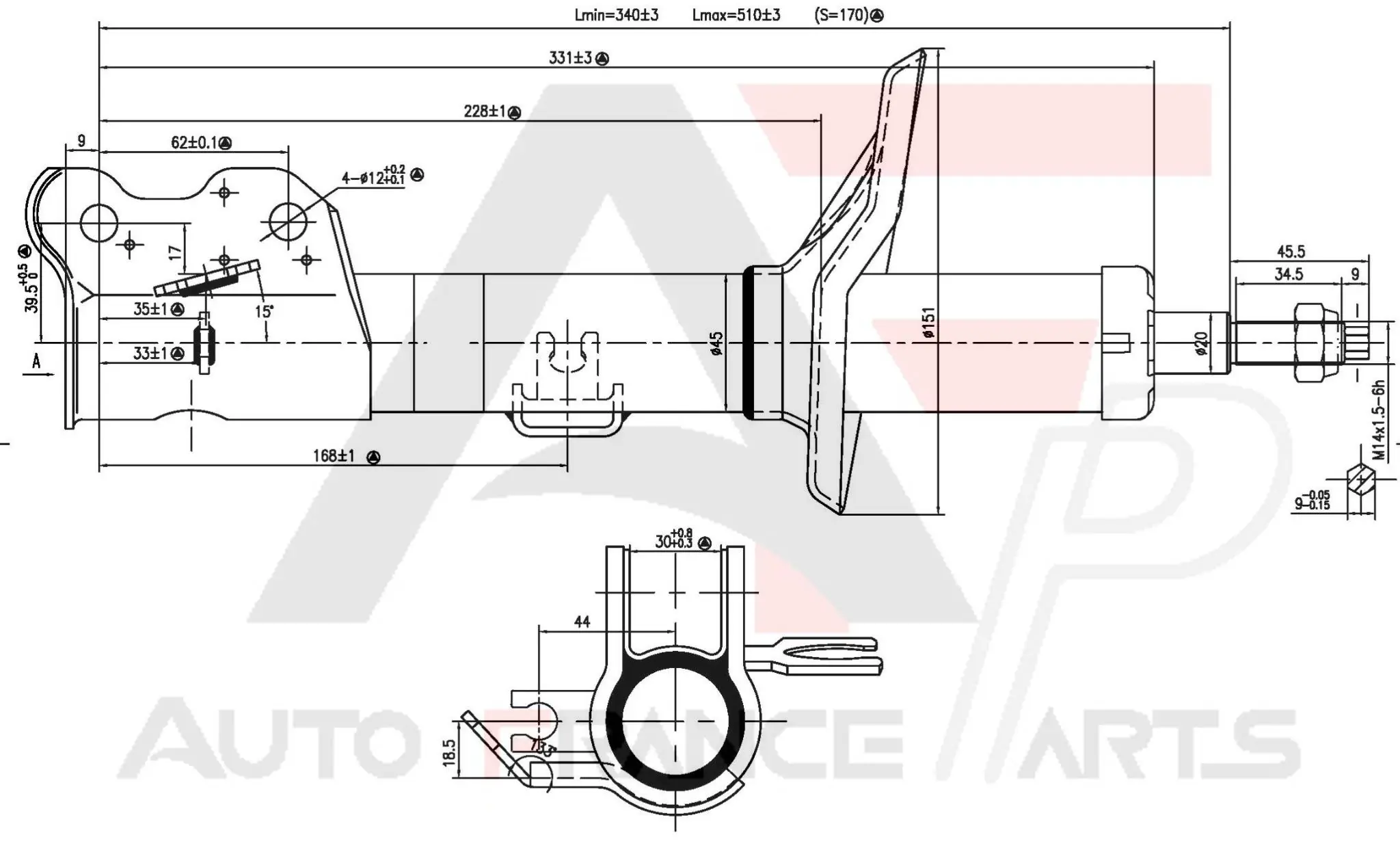 AUTO FRANCE PARTS lengéscsillapító - 15-1045C - TothCarparts