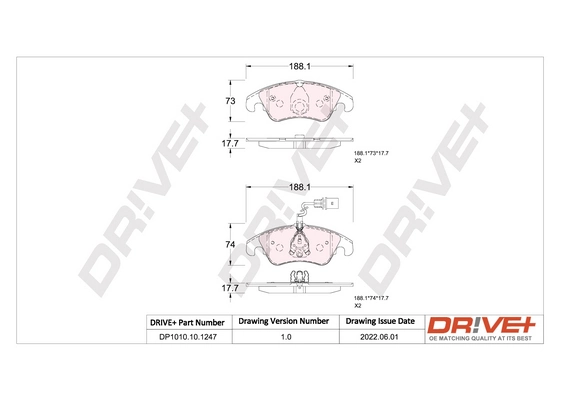 Dr!ve+ fékbetétkészlet, tárcsafék - DP1010.10.1247 - TothCarparts