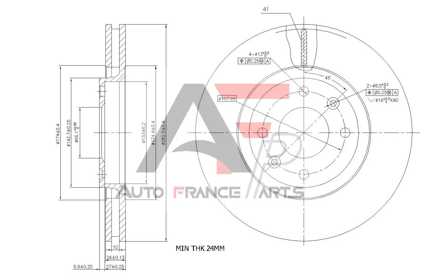 AUTO FRANCE PARTS féktárcsa - 22-0011C - TothCarparts