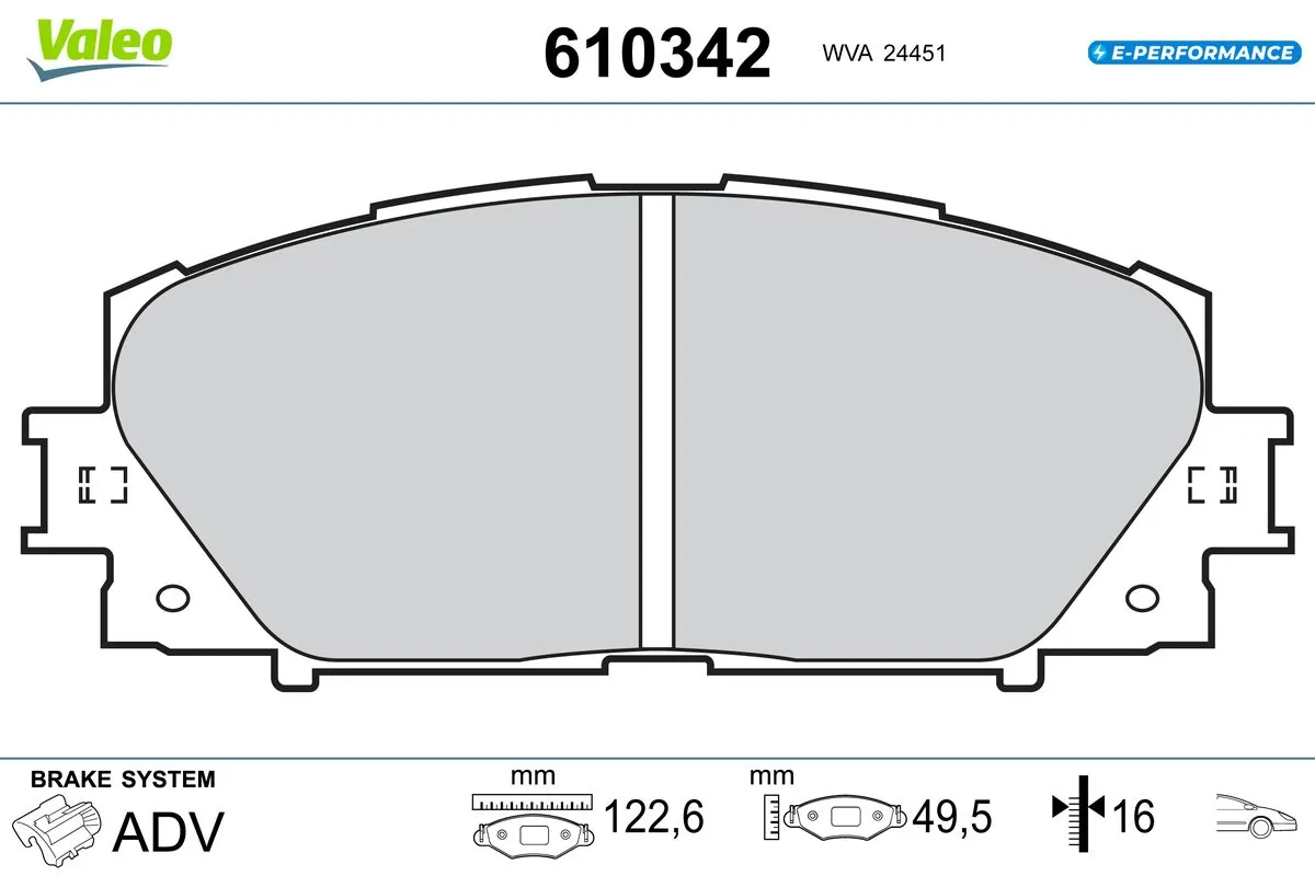 VALEO fékbetétkészlet, tárcsafék - 610342 - TothCarparts